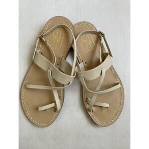 A. Mano Capri Sandals Flats Shoes Strapply Leather Tan Italy